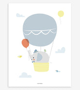 UP ! - Affiche enfant - Éléphant en montgolfière
